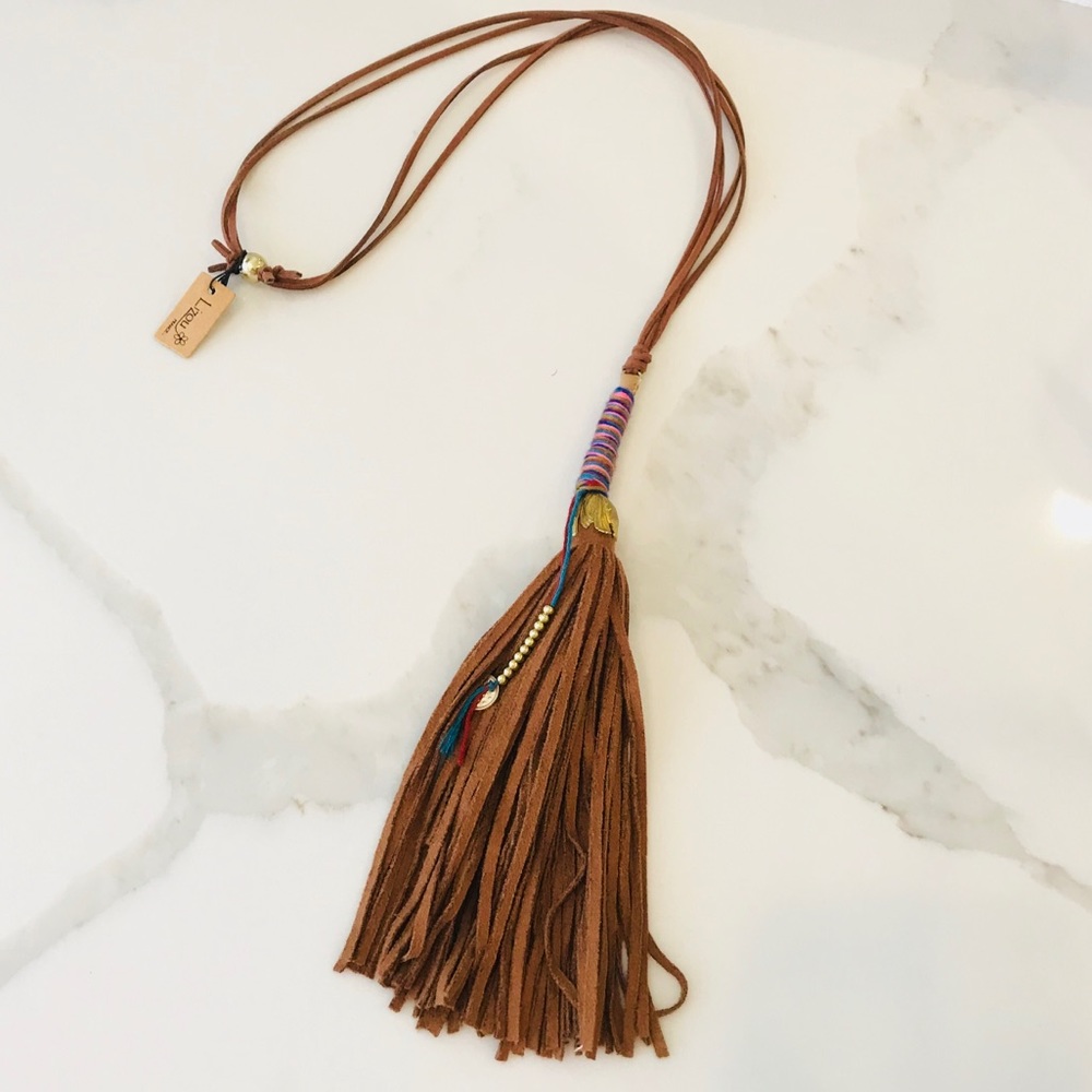 Boho Brown Suede Tassel Necklace